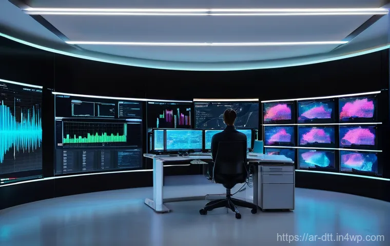 데이터 레이크 아키텍처의 벤치마킹 방법 - **Prompt:** A highly detailed, futuristic data analytics control room. In the center, a large, holog...