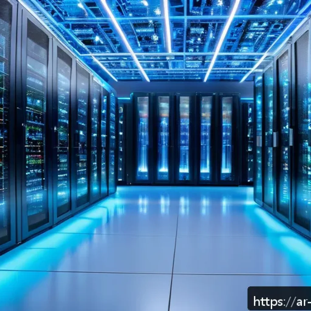 데이터 레이크 아키텍처에서의 데이터 저장소 선택 - A modern Middle Eastern data center interior showing rows of advanced server racks labeled with Arab...