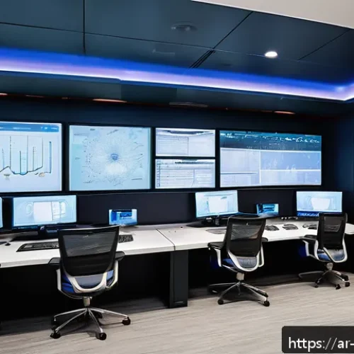 Home 17 데이터 레이크 아키텍처의 성능 테스트 방법 - A sophisticated data center control room designed for Arabic-speaking data engineers, featuring larg...